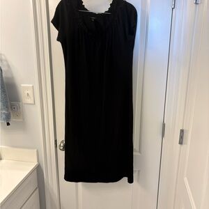 Talbots Black Midi Dress with Ruffle Neck Detail